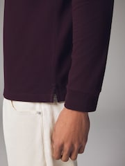 Fig Purple Long Sleeve Pique Polo Shirt - Image 4 of 7