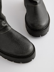Black Leather Forever Comfort® Buckle Detail Leather Gaiter Biker Boots - Image 4 of 4
