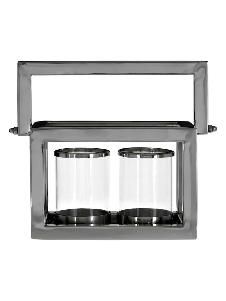 Interiors by Premier Silver Clear Kensington Townhouse 2 Light Lantern - Image 1 of 2 Interiors by Premier Silver Clear Kensington Townhouse 2 Light Lantern - Image 1 of 2