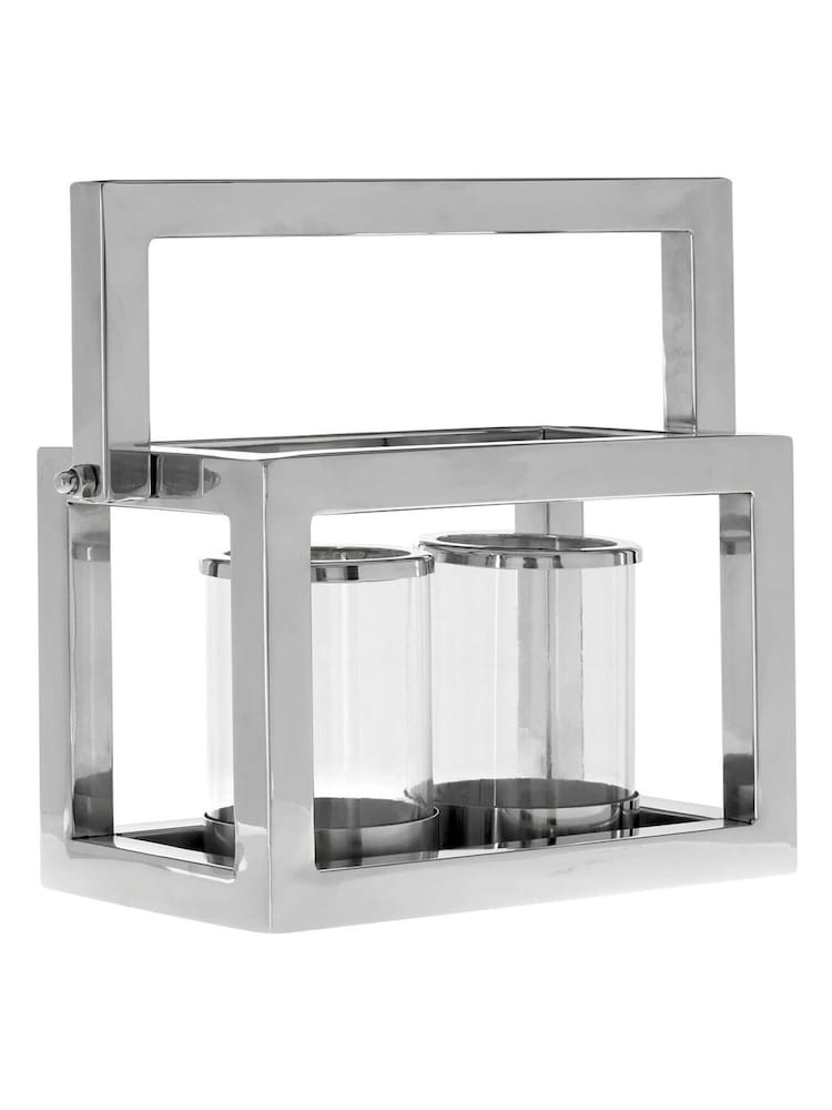 Interiors by Premier Silver Clear Kensington Townhouse 2 Light Lantern - Image 2 of 2 Interiors by Premier Silver Clear Kensington Townhouse 2 Light Lantern - Image 2 of 2