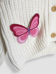 JoJo Maman Bébé Cream Butterfly Crochet Pocket Cardigan - Image 5 of 5