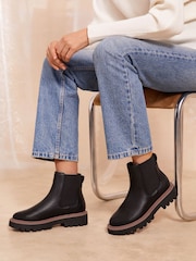 Friends Like These Black Contrast Faux Leather Chunky Flat Chelsea Boot - Image 2 of 4