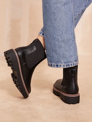 Friends Like These Black Contrast Faux Leather Chunky Flat Chelsea Boot - Image 4 of 4