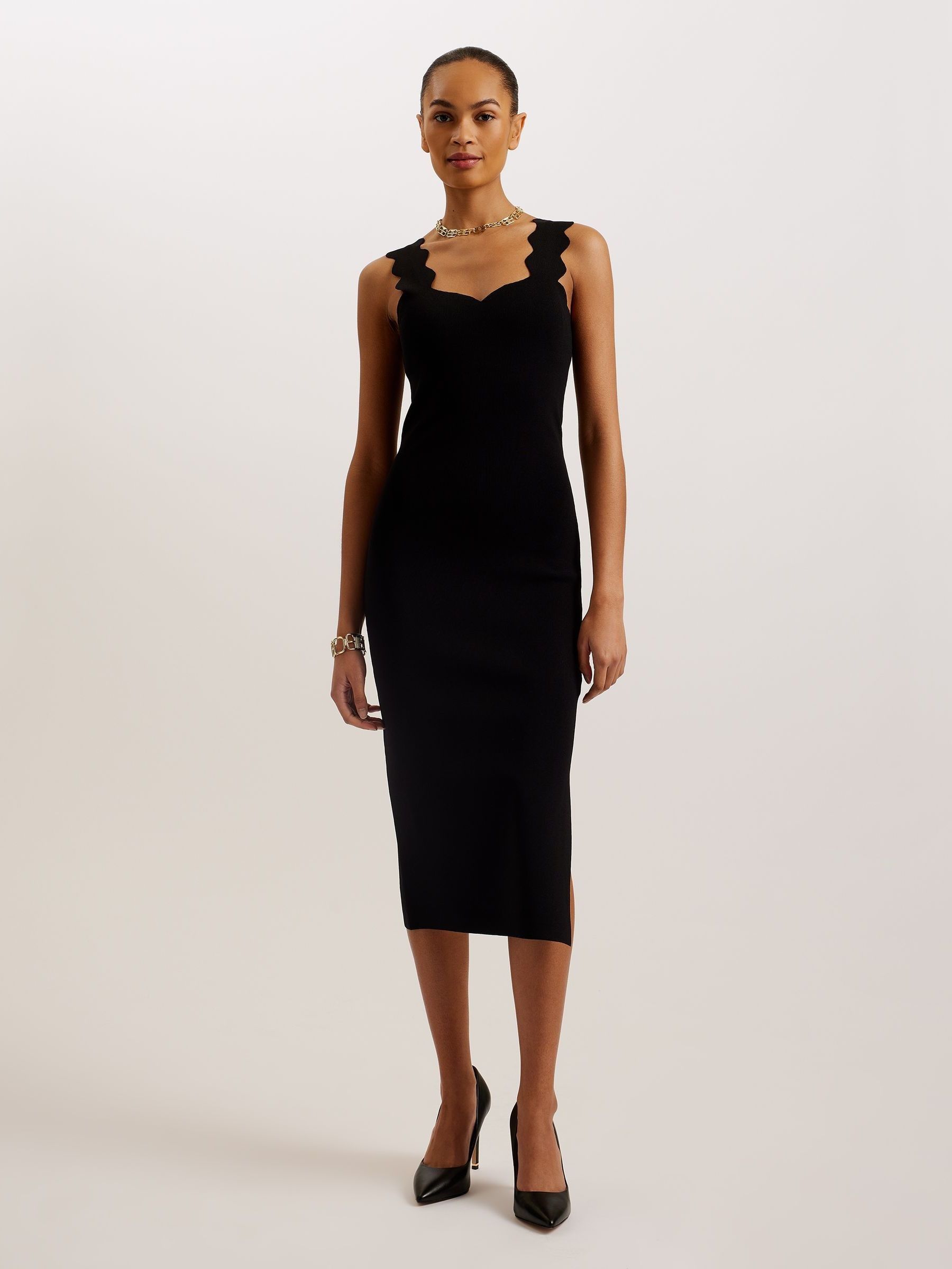 Buy Ted Baker Black Sharmay Scallop Detail Bodycon Dress from Next Luxembourg