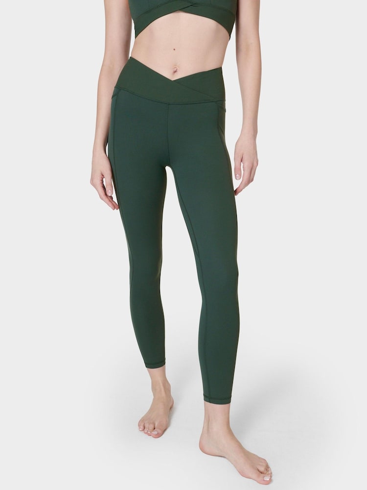 Sweaty Betty Trek Green Super Soft Ultra-Lite 7/8 Wrap Yoga Leggings - Image 1 of 7