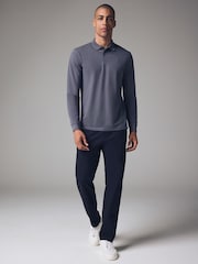 Blue Long Sleeve Pique Polo Shirt - Image 2 of 8