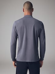 Blue Long Sleeve Pique Polo Shirt - Image 3 of 8