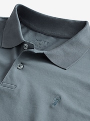 Blue Long Sleeve Pique Polo Shirt - Image 8 of 8