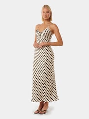 Forever New Nude Abby Satin Striped Midi Dress - Image 3 of 4