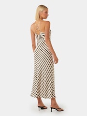 Forever New Nude Abby Satin Striped Midi Dress - Image 4 of 4