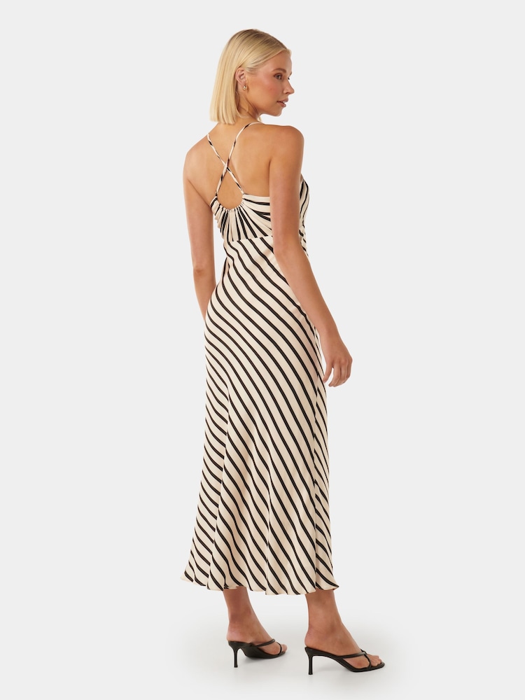 Forever New Nude Abby Satin Striped Midi Dress - Image 4 of 4