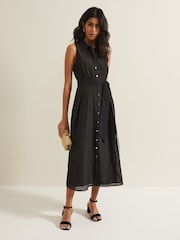 Phase Eight Black Phase Eight Pink Carey Sleeveless Check Midi Dress - Image 1 of 6