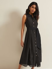 Phase Eight Black Phase Eight Pink Carey Sleeveless Check Midi Dress - Image 3 of 6