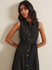 Phase Eight Black Phase Eight Pink Carey Sleeveless Check Midi Dress - Image 4 of 6