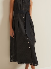 Phase Eight Black Phase Eight Pink Carey Sleeveless Check Midi Dress - Image 5 of 6