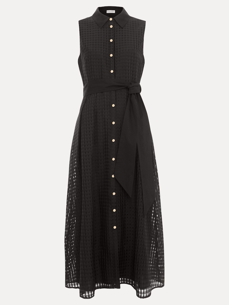 Phase Eight Black Phase Eight Pink Carey Sleeveless Check Midi Dress - Image 6 of 6