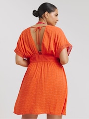 Figleaves Orange Broderie Beach Dress - Image 2 of 4