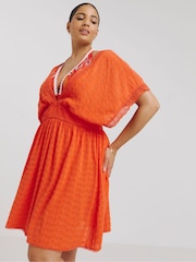 Figleaves Orange Broderie Beach Dress - Image 3 of 4