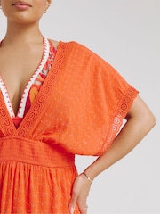Figleaves Orange Broderie Beach Dress - Image 4 of 4