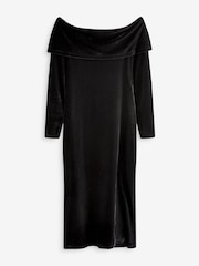 Black Bardot Velvet Midi Dress - Image 6 of 7