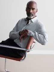 Grey Slim Fit Premium Two-Fold Cotton Shirt - Image 1 of 7