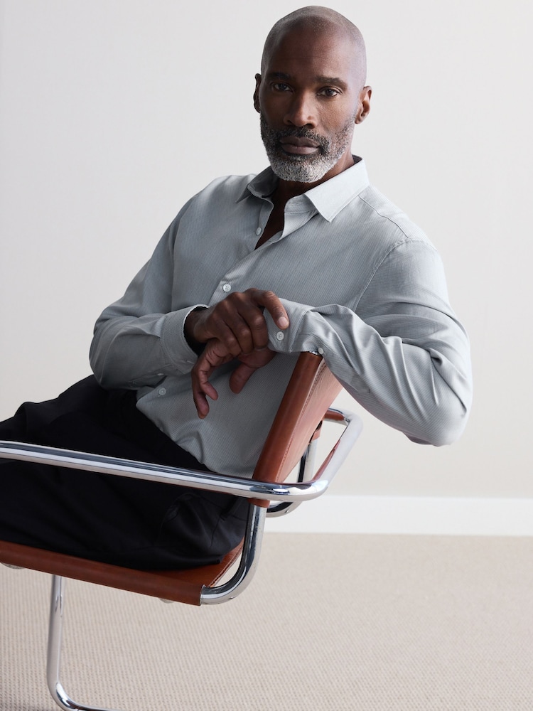 Grey Slim Fit Premium Two-Fold Cotton Shirt - Image 1 of 7