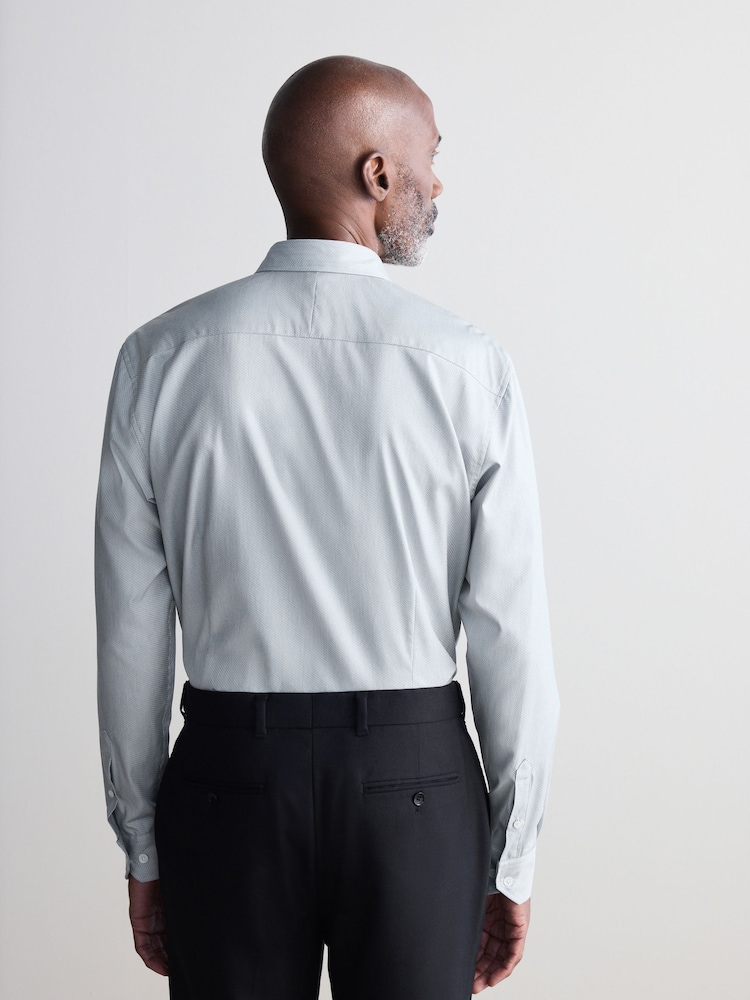 Gris - Slim Fit (Slim Fit) - Chemise en coton haut de gamme à deux volets - Image 3 of 7