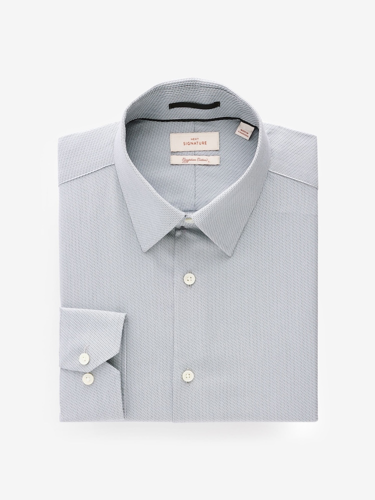 Gris - Slim Fit (Slim Fit) - Chemise en coton haut de gamme à deux volets - Image 5 of 7