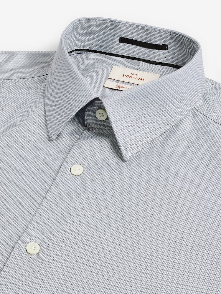 Gris - Slim Fit (Slim Fit) - Chemise en coton haut de gamme à deux volets - Image 6 of 7