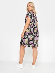 Yours Curve Black 100% Cotton Limited Button Front Smock Dress - Image 3 of 5