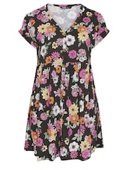 Yours Curve Black 100% Cotton Limited Button Front Smock Dress - Image 5 of 5