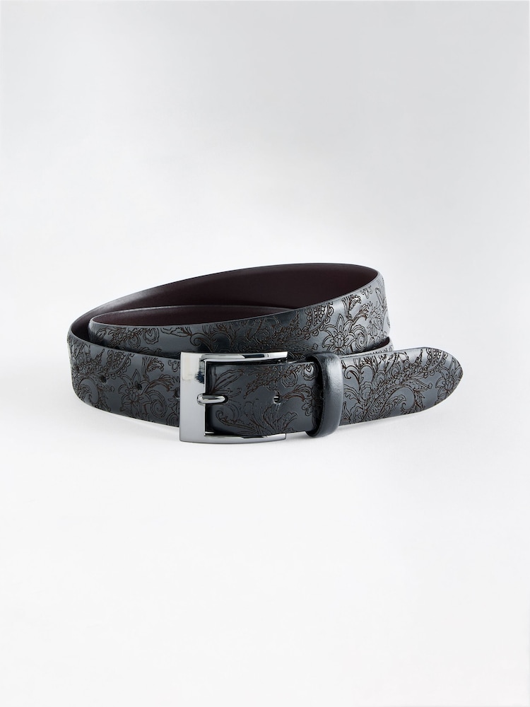 Black Paisley Signature Laser Engraved Belt - Image 1 of 3