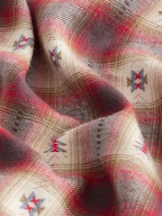 Red/Ecru White 100% Cotton Navajo Style Check Long Sleeve Shirt - Image 2 of 3