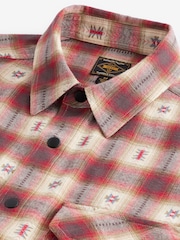 Red/Ecru White 100% Cotton Navajo Style Check Long Sleeve Shirt - Image 3 of 3