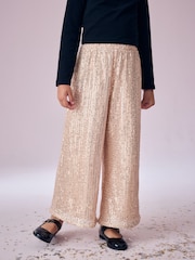 Gold Wide Leg Sequin Trousers (3-16yrs) - Image 2 of 6
