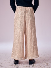Gold Wide Leg Sequin Trousers (3-16yrs) - Image 3 of 6