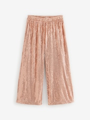 Gold Wide Leg Sequin Trousers (3-16yrs) - Image 4 of 6