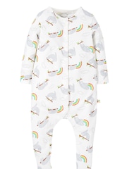 Frugi White Sloth Print Footed Sleepsuit - Image 1 of 3