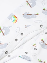 Frugi White Sloth Print Footed Sleepsuit - Image 3 of 3