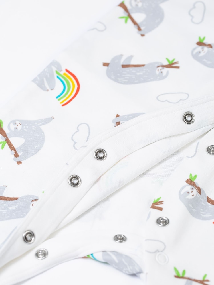 Frugi White Sloth Print Footed Sleepsuit - Image 3 of 3