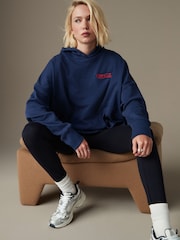 Navy Coca Cola Official License Christmas Santa Novelty Back Graphic Hoodie Sweatshirt - Image 3 of 8