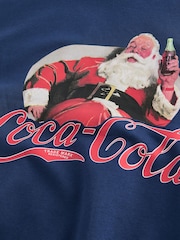 Navy Coca Cola Official License Christmas Santa Novelty Back Graphic Hoodie Sweatshirt - Image 7 of 8
