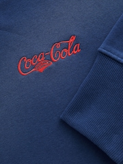 Navy Coca Cola Official License Christmas Santa Novelty Back Graphic Hoodie Sweatshirt - Image 8 of 8