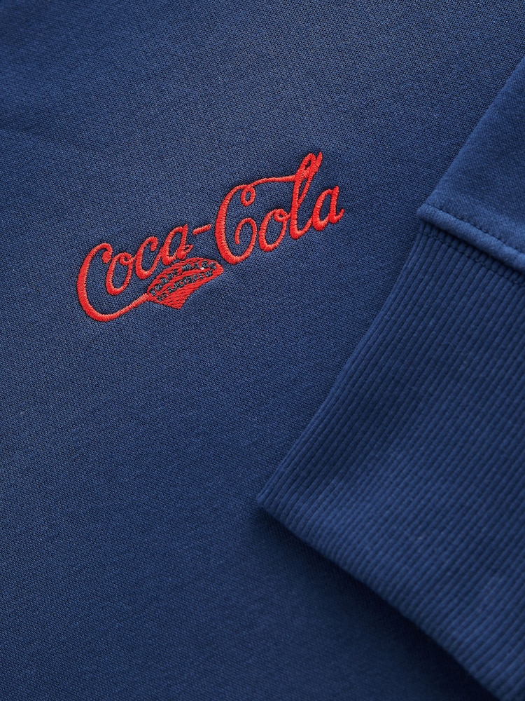 Navy Coca Cola Official License Christmas Santa Novelty Back Graphic Hoodie Sweatshirt - Image 8 of 8