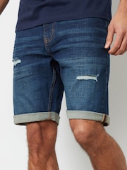 Threadbare Blue Denim Turn Up Shorts - Image 1 of 4