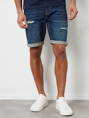 Threadbare Blue Denim Turn Up Shorts - Image 3 of 4