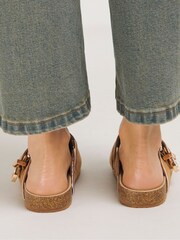 Simply Be Brown Footbed Closed Toe Mule Shoes In Wide Fit - Image 3 of 4