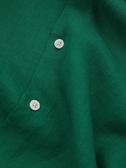Reiss Bright Green Ruban Linen Button-Through Shirt - Image 6 of 6