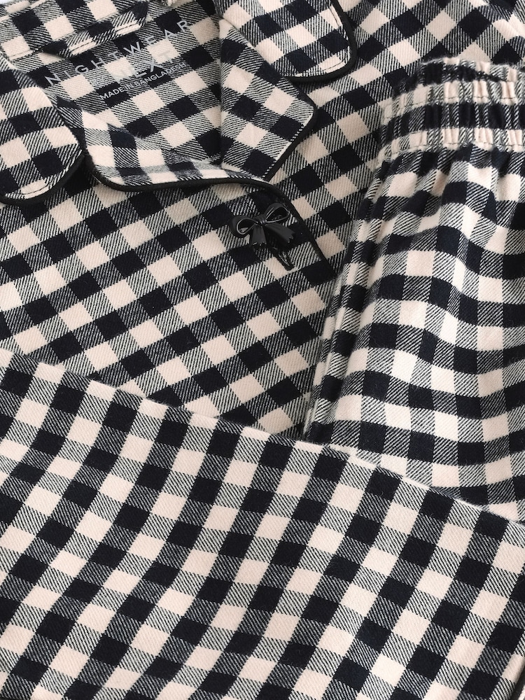 Monochrome Gingham Woven Button Through 100% Cotton Pyjamas 1 Pack (3-16yrs) - Image 8 of 8 Monochrome Gingham Woven Button Through 100% Cotton Pyjamas 1 Pack (3-16yrs) - Image 8 of 8