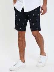 Threadbare Blue Camo 100% Cotton Embroidered Chino Shorts - Image 1 of 4